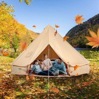 Tienda de Campaña de Lona, Tienda Yurt de 3 m/9.8ft para 4 Estaciones, Tienda de Lona para Camping con Salida para Estufa, Tienda Transpirable para Hasta 4 Personas, Camping Familiar, Caza, Fiesta...