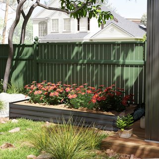 Cama de Huerto Elevada para Exterior 835L, Jardinera de Balcón de Acero Galvanizado con Fondo Abierto, para Plantas, Flores y Verduras, 240X120X30Cm, Gris Oscuro