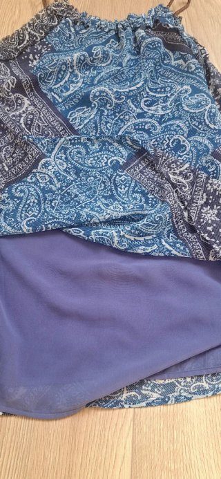 Blusón fluido Mango estampado paisley azul T. S