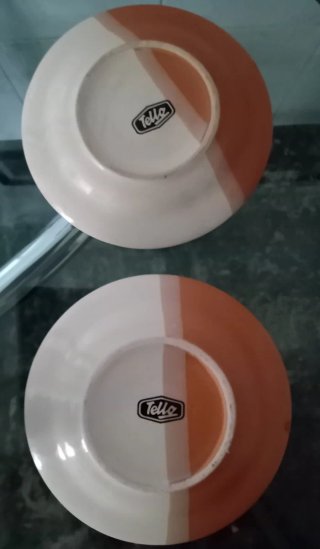 Juego 2 Tazas Cerámica Beige y Naranja