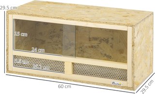 Terrario para Reptiles de Madera, Teca para Reptiles con Puertas de Vidrio Deslizantes y Paneles de Malla, Reptilario Multiusos, 60X29.5X29.5 Cm, para Lagartijas, Camaleón, Serpiente