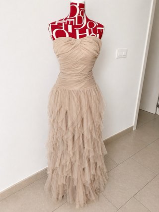 Vestido palabra de honor beige Talla S