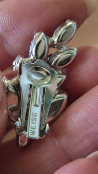 Orecchini vintage foglia strass
