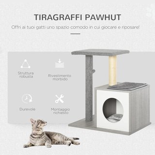Rascador Multinivel para Gatos y Gatitos con Cama y Columna de Cuerda de Sisal, Gris, 59 X 39 X 62Cm