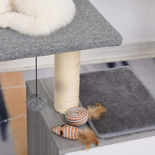 Rascador Multinivel para Gatos y Gatitos con Cama y Columna de Cuerda de Sisal, Gris, 59 X 39 X 62Cm