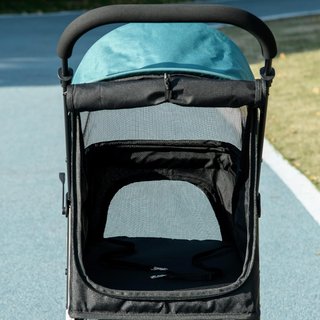 Carrito para Perros Pequeños y Mini de 3 Ruedas, Carrito Plegable para Animales con Funda Impermeable, Cesta y Correa, Verde Oscuro