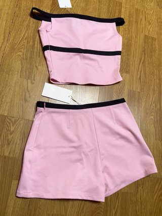 Conjunto Top y Falda Pantalón Zara Rosa y Negro