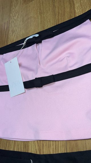 Conjunto Top y Falda Pantalón Zara Rosa y Negro