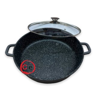 Tegame 40cm in pietra lavica con coperchio in vetr