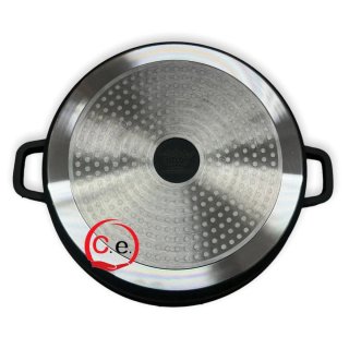 Tegame 40cm in pietra lavica con coperchio in vetr