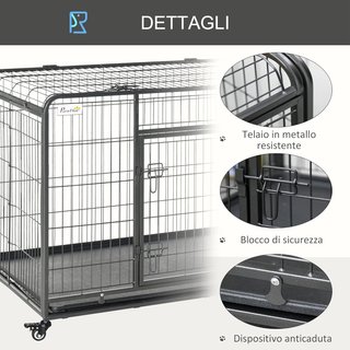 Kennel Jaula para Perros Plegable Con Freno y Fondo Extraíble - Gris