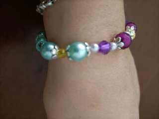 Bracciale perline viola e turchese