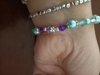 Bracciale perline viola e turchese