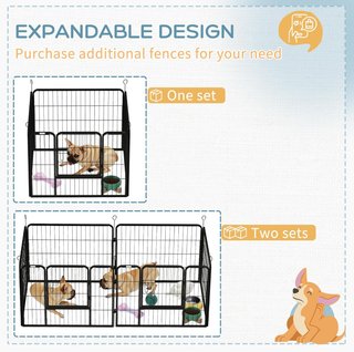 Recinto para Perros Plegable de Metal, para Interior y Exterior con Puerta con Pestillo y Estacas, 82X82X60Cm Gris