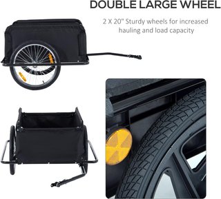 Remolque de Bicicleta de Acero Con Capacidad de 40Kg, Remolque para Bicicleta Con Cubierta de Tela Oxford y Reflectores, 140X88X60 Cm, Rojo y Negro