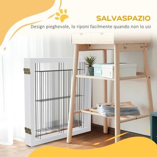 Barrera Plegable para Perros, Cancelas de Seguridad para Animales y Cachorros con 4 Paneles y Patas Triangulares, 280X70 Cm, Blanco