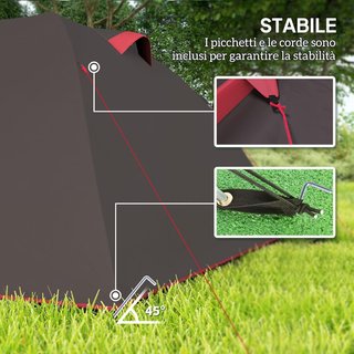 Tienda de Camping en Túnel para 2-4 Personas Con 2 Habitaciones, Tienda Familiar de Trekking Pesca Impermeable 3000Mm Con Suelo Reforzado, Puertas Dobles, Bolsa de Transporte, 360X250X130 Cm, Gris