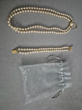 Conjunto collar y pulsera perlas 2 vueltas