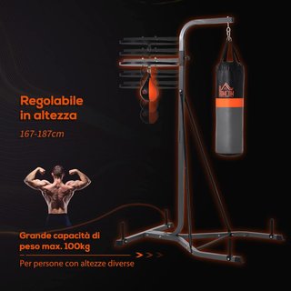 Estación Multiusos Regulable Con Saco De Boxeo De 20Kg Y Punching Ball Para Entrenamiento De Boxeo