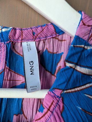 Vestido Mango Cortado Azul y Rosa