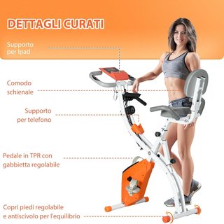 Bicicleta Plegable 2 en 1, Resistencia Magnética Ajustable 8 Niveles, Bicicleta Silenciosa para Casa con Sensor de Frecuencia Cardíaca, Elásticos para Brazos, Pantalla LCD, Volante de 2.5Kg