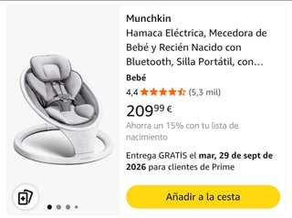 Hamaca Eléctrica Bebé Munchkin Bluetooth