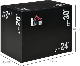 Caja Pliométrica 3 en 1 Con 3 Alturas 51Cm 61Cm 75Cm, Caja de Salto Pliométrica para MMA Y HIIT, Plataforma Pliométrica para el Entrenamiento, para Gimnasio en Casa, Negro
