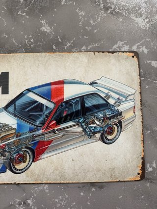 Placa cartel Metálico BMW M3 E30 Motor Diseño