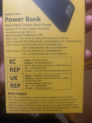 Power Bank TUXINSUN 20000mAh Carga Rápida