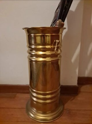 Paragüero dorado metal con asas