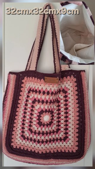 Bolso de ganchillo grande 32x32x9cm