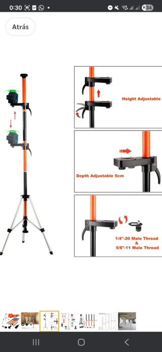 Trípode y accesorios para láser
