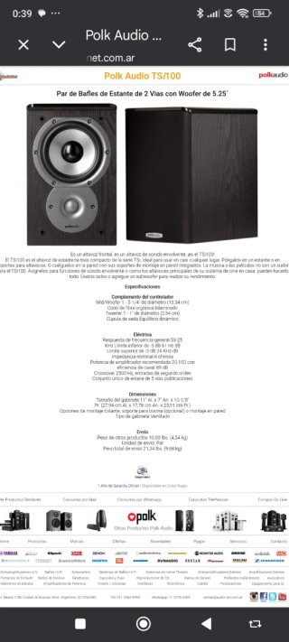 Altavoces Polk Audio TSi100 Cherry