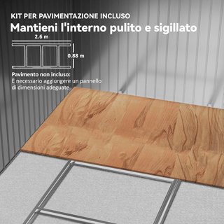 Caseta de Jardín 5M² de Acero Galvanizado con Kit de Fundación, Salidas de Aire, Cobertizo de Jardín con Techo Inclinado, Doble Puerta Corredera Bloqueable, Cobertizo para Herramientas, Marrón
