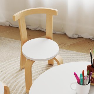 Mesa Con Sillas Niños 3-8 Años 5 Pz Con Bordes Redondeados Y Superficies Coloridas, Mesa para Niños de Madera Blanca Con 4 Sillas