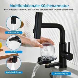 Grifo Negro Acero Inox con Lavatazas NUEVO