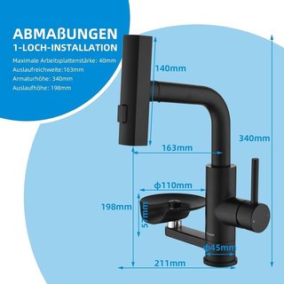 Grifo Negro Acero Inox con Lavatazas NUEVO
