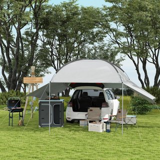 Cocina De Camping Doble Armario, 3 Estantes Y Bolsa De Transporte, Estructura De Aluminio 96Lx49.5Px104Cm Gris