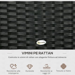 Baúl De Jardín De Ratan Y Acero, Contenedor De Exterior Con Tapa 95X60X53Cm, Negro