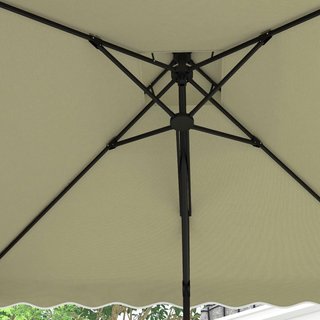 Sombrilla Descentrada 2.5X2.5 M Con Apertura a Manivela, Base en Cruz Y Volantes, Sombrilla de Jardín Con Doble Techo en Metal y Poliéster 160 G/㎡, Protección UV