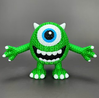 Figuras crochet Monstruos S.A. (Mike, Boo, Sulley)