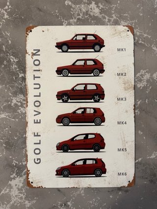 Placa metalica VW Golf Evolution Mk1 Mk2 Mk3 Mk4