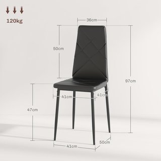 Conjunto de 6 Sillas de Comedor de Imitación de Piel, Sillas de Cocina con Respaldo Alto con Costuras en Diamante y Patas de Acero, Sillas Modernas para Cocina, Dormitorio, Oficina y Sala de Estar...