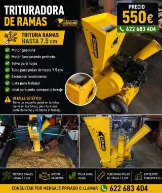 Trituradora de ramas gasolina 7.5 cm