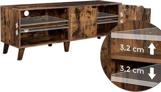 Mueble TV para Televisor de Hasta 60 Pulgadas, Armario para TV Con 2 Puertas, Estantes Ajustables, Largo 140 Cm, para Sala de Estar, Dormitorio, Marrón Vintage LTV027X01