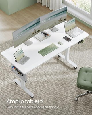 Escritorio Eléctrico Ajustable en Altura, 70 X 160 X (72-120) Cm, Mesa Ajustable de Forma Continua, Función de Memoria con 4 Alturas, Blanco Nube LSD176W01V1