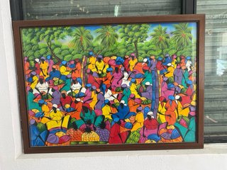Cuadro Arte Africano Óleo Mercado Vibrante