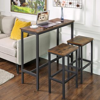 Mesa de Bar Rectangular Estrecha, Mesa de Cocina, Mesa de Comedor Alta, Estructura Robusta de Metal, 100 X 40 X 90 Cm, Fácil de Montar, Marrón Vintage y Negro LBT10X