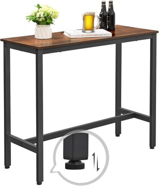Mesa de Bar Rectangular Estrecha, Mesa de Cocina, Mesa de Comedor Alta, Estructura Robusta de Metal, 100 X 40 X 90 Cm, Fácil de Montar, Marrón Vintage y Negro LBT10X