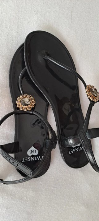 Sandali infradito Twinset neri con strass